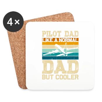 Papa pilote comme papa normal pour hommes Pilote d’aviation - Dessous de verre (lot de 4) - blanc - Devant