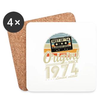 Original depuis 1974 Vintage cadeau d’anniversaire - Dessous de verre (lot de 4) - blanc - Devant
