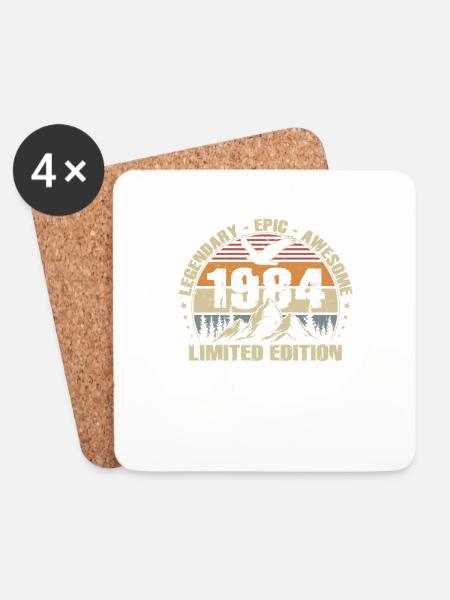 1984 Jahrgang Vintage Geburtstag Geschenk Retro - Untersetzer (4er-Set) - Weiß