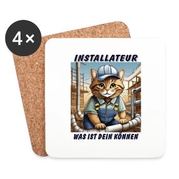 INSTALLATEUR DE CHAT - Dessous de verre (lot de 4) - blanc - Devant