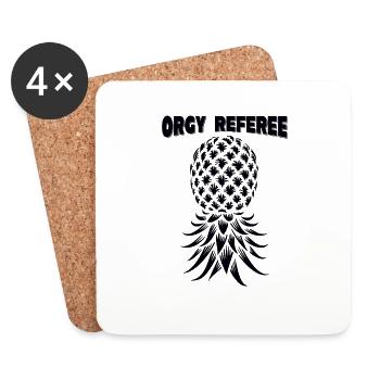 Orgie Arbitre Échangiste Fête Ananas Trio - Dessous de verre (lot de 4) - blanc - Devant