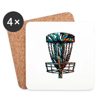 Polygon Art Frisbee Disc Golf joueur volants disques - Dessous de verre (lot de 4) - blanc - Devant