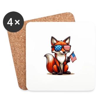Fox America Independence Day 4th of July Funny - Coasters (set of 4) - white - Front
