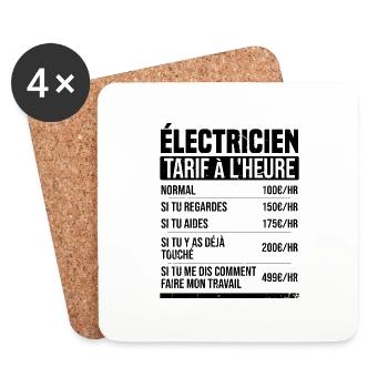 Elektriker Stundensatz Geschenkidee Humor - Untersetzer (4er-Set) - Weiß - Vorne