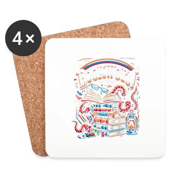 Bookworm and Proud 6 - Untersetzer (4er-Set) - Weiß - Vorne