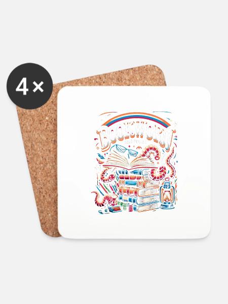 Bookworm and Proud 6 - Untersetzer (4er-Set) - Weiß