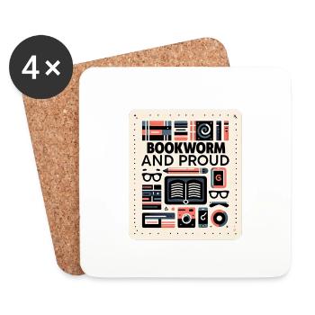 Bookworm and Proud 7 - Untersetzer (4er-Set) - Weiß - Vorne
