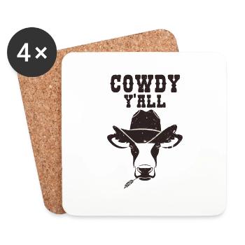 Cowdy Howdy Cow Cowboys Cowgirls Country Western - Coasters (set of 4) - white - Front