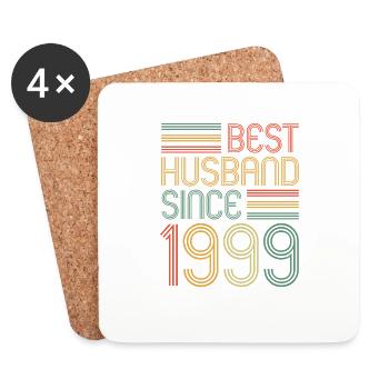 Best husband since 1999 25th wedding anniversary - Coasters (set of 4) - white - Front