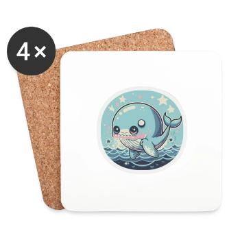 Amoureux des baleines - Dessous de verre (lot de 4) - blanc - Devant