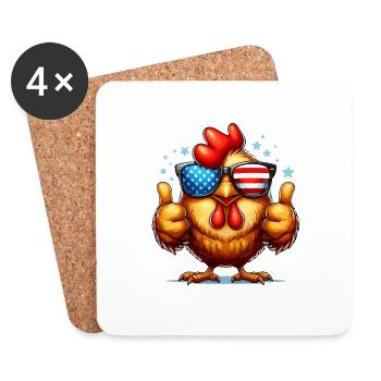 Amerika Huhn Unabhängigkeitstag 4. Juli lustig - Untersetzer (4er-Set) - Weiß - Vorne