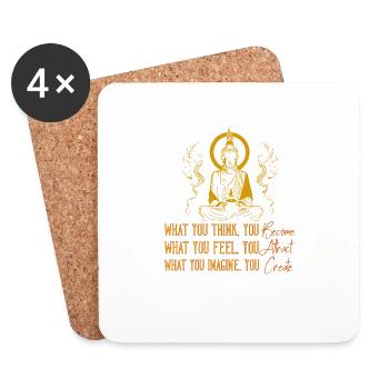 Buddha Mönch Namaste Buddhismus I Geschenk - Untersetzer (4er-Set) - Weiß - Vorne