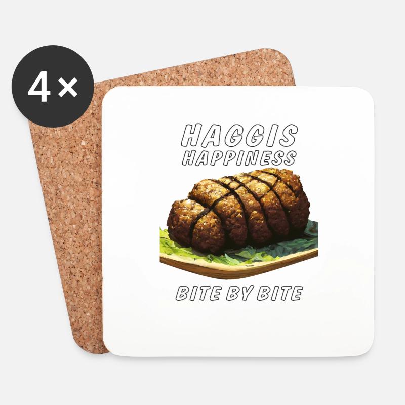 HAGGIS HAPPINESS BITE BY BITE - Untersetzer (4er-Set) - Weiß