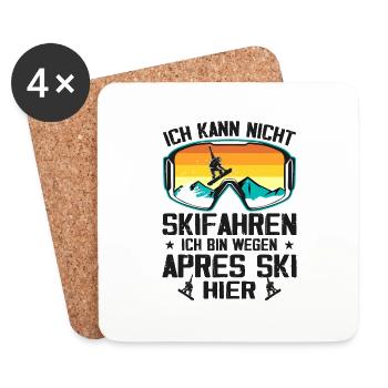 Ich Kann Nicht Skifahren Ich Bin Wegen Apres Ski - Untersetzer (4er-Set) - Weiß - Vorne