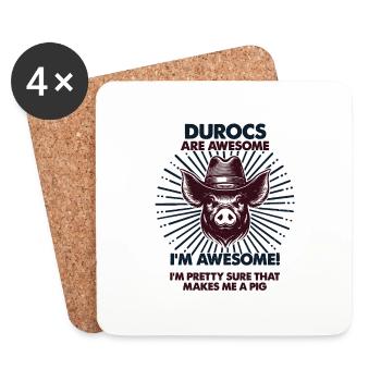 Pig Dad Mom - Farmer Durocs - Coasters (set of 4) - white - Front