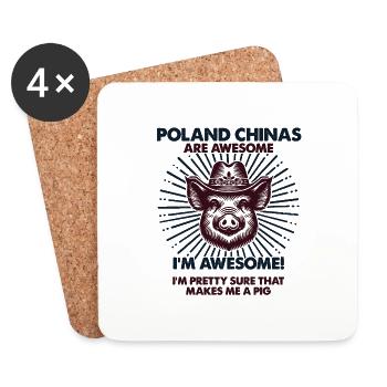 Pig Dad Mom - Farmer Poland China - Coasters (set of 4) - white - Front