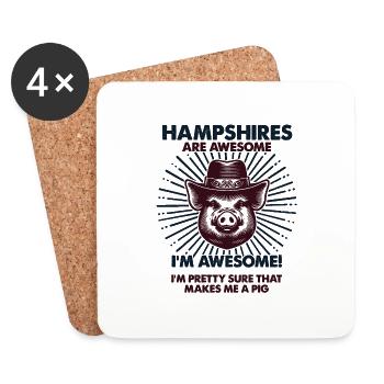 Pig Dad Mom - Farmer Hampshires - Coasters (set of 4) - white - Front