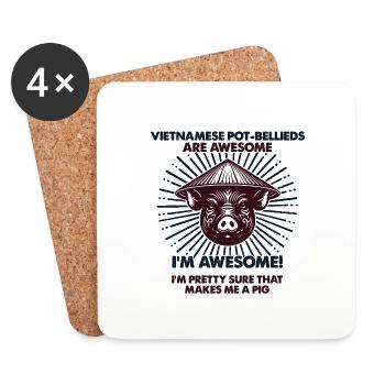 viPig Dad Mom - Vietnamese Potbelly - Coasters (set of 4) - white - Front