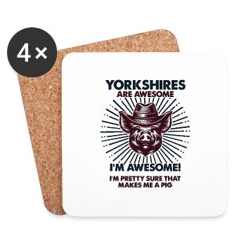 Pig Dad Mum - Farmer Yorkshires - Coasters (set of 4) - white - Front