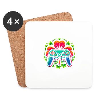 Irlandais J’étais Gaming St Patricks Day Video Gamer - Dessous de verre (lot de 4) - blanc - Devant