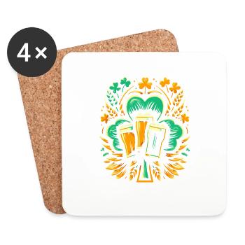 Shamrock irlandais St Patricks bière boire Saint - Dessous de verre (lot de 4) - blanc - Devant