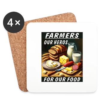 FARMERS OUR HEROES FOR OUR FOOD - Untersetzer (4er-Set) - Weiß - Vorne