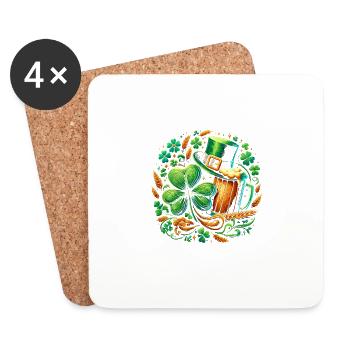 Halt die Klappe, Leber, du bist in Ordnung Irischer St. Patricks Day - Untersetzer (4er-Set) - Weiß - Vorne