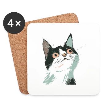 Cat, Pet, Kitten, Kitten, Purr, Domestic Cat - Coasters (set of 4) - white - Front
