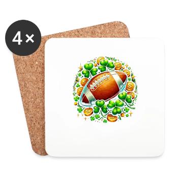 Football Shamrock St Patricks Day Footballer Saint - Coasters (set of 4) - white - Front