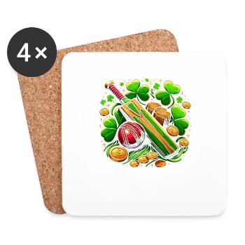 Cricket Shamrock St Patricks Day Cricketer Saint - Coasters (set of 4) - white - Front