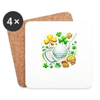 Golfing Shamrock St Patricks Day Golfer Golf Saint - Coasters (set of 4) - white - Front