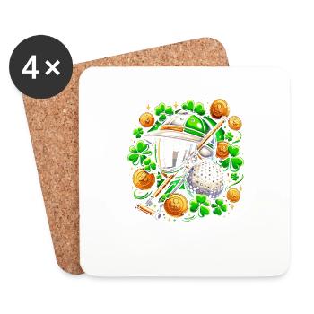 Polo Shamrock St Patricks Day Équestre - Dessous de verre (lot de 4) - blanc - Devant