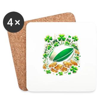 Rugby Kleeblatt St. Patricks Day Schabernack Klee - Untersetzer (4er-Set) - Weiß - Vorne