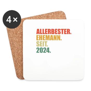 Bester Ehemann seit 2024 1.Hochzeitstag - Untersetzer (4er-Set) - Weiß - Vorne