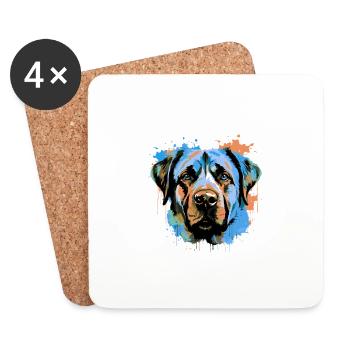 Kangal Dog Head Portrait Colorful - Coasters (set of 4) - white - Front