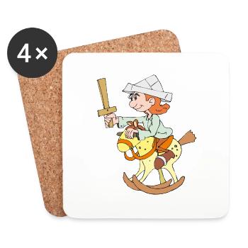 Child is riding a rocking horse - Coasters (set of 4) - white - Front