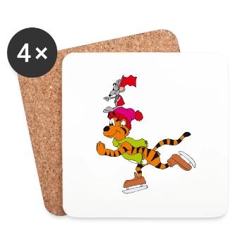 Skating with the Tiger - Coasters (set of 4) - white - Front