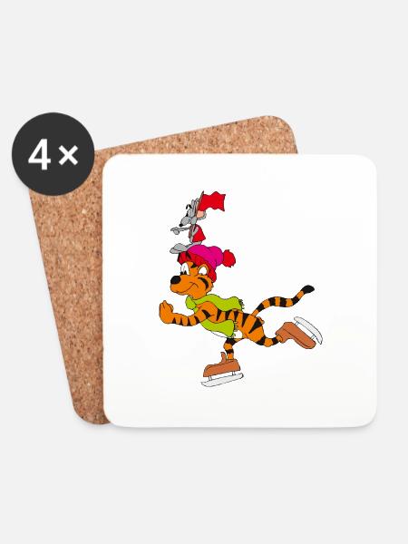 Skating with the Tiger - Coasters (set of 4) - white
