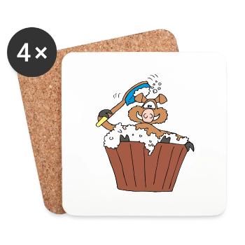 Old boar takes a bath - Coasters (set of 4) - white - Front