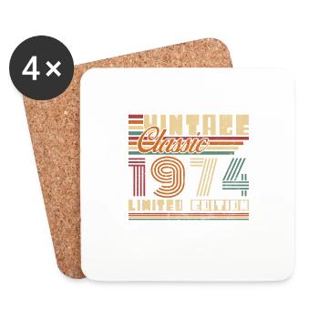 1974 Vintage Vintage Birthday Gift - Coasters (set of 4) - white - Front