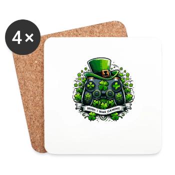 Irlandais J’étais Gaming St Patricks Day Video Gamer - Dessous de verre (lot de 4) - blanc - Devant