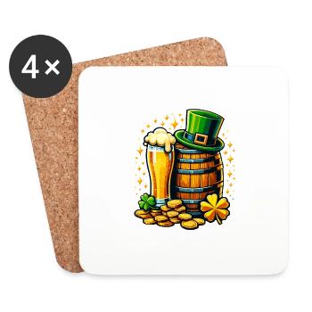 Shamrock irlandais St Patricks Boire de la bière - Dessous de verre (lot de 4) - blanc - Devant