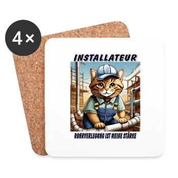 INSTALLATEUR DE CHAT - Dessous de verre (lot de 4) - blanc - Devant