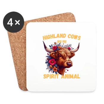 Vache, Highlands Écossais, Boeuf, , Animal, Âme - Dessous de verre (lot de 4) - blanc - Devant