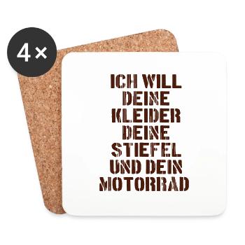Kleider - Stiefel - Motorrad Spruch - Untersetzer (4er-Set) - Weiß - Vorne