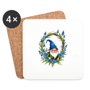 Blauhauben-Gnom - Untersetzer (4er-Set) - Weiß - Vorne
