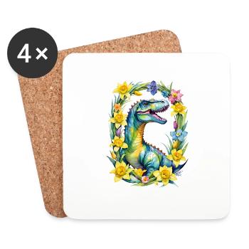 Trex Dinosaur Spring - Coasters (set of 4) - white - Front