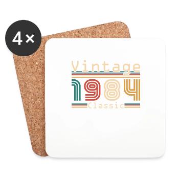 Vinatge 1984 Geburtstagsgeschenk - Untersetzer (4er-Set) - Weiß - Vorne