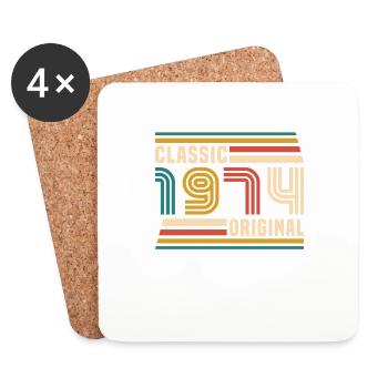 Né 1974 classique Vintage cadeau d’anniversaire - Dessous de verre (lot de 4) - blanc - Devant