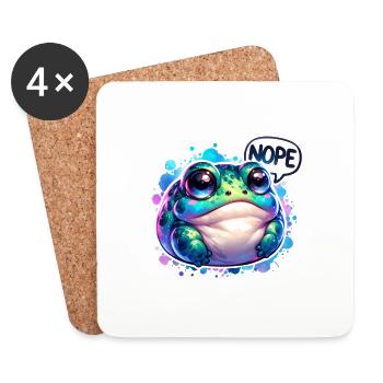 Frosch Liebhaber, Bunter Frosch, Süße Kröte - Untersetzer (4er-Set) - Weiß - Vorne